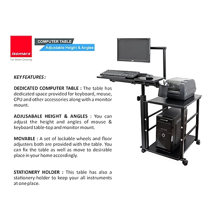 Isomars Computer Table - Adjustable - Professional Workstation for Computer - Ideal for Home, Schools, Office, Hospitals, Gaming Etc.-4