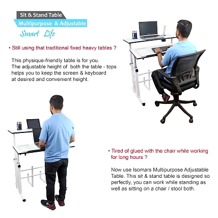 Isomars Sit/Stand Multipurpose Adjustable Table Professional Computer Workstation-4