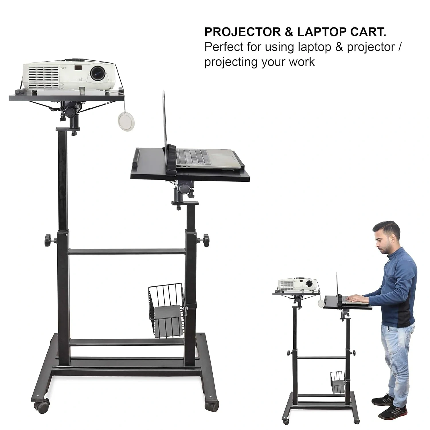 Isomars Sit &amp;Stand 360° 2 Platforms Laptop &amp; Projector User Table-1
