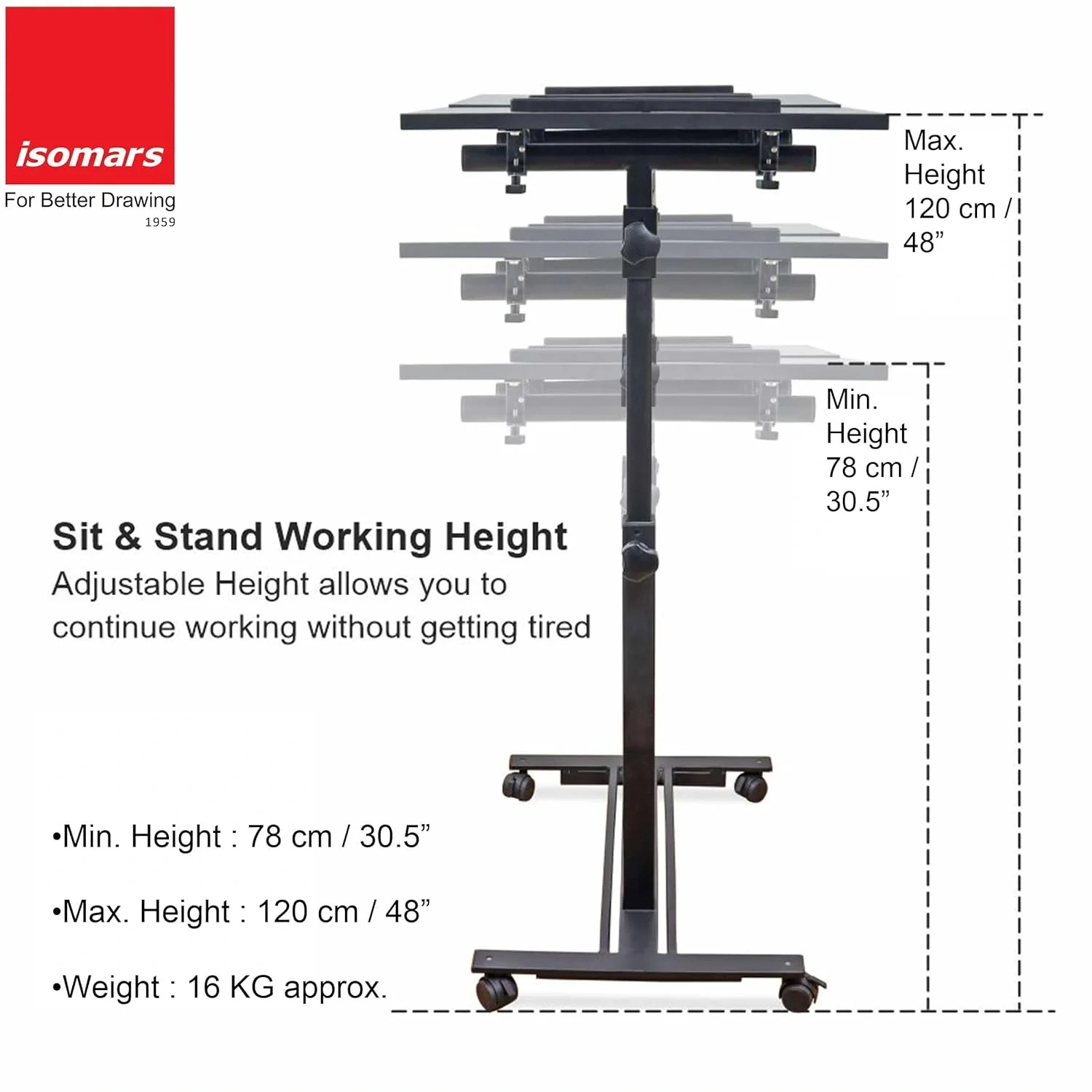 Isomars Sit &amp;Stand 360° 2 Platforms Laptop &amp; Projector User Table-3