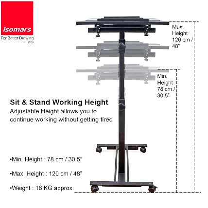 Isomars Sit &amp;Stand 360° 2 Platforms Laptop &amp; Projector User Table-3