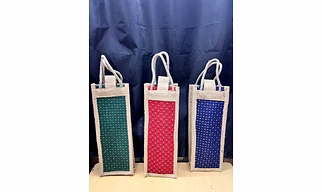 JUTE WINE/BOTTLE BAG(HANDLE)