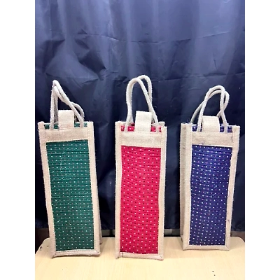 JUTE WINE/BOTTLE BAG(HANDLE)