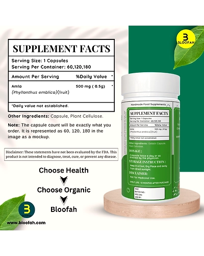 Amla Capsules 500mg - 120 Count | 100% Natural &amp; Pure Amla Powder (Phyllanthus emblica) Herbal Supplement-1