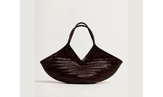 Stysion Handmade Dark Brown Leather Woven Tote Bag