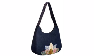 APPLIQUE ROUNDED TOTE WITH EMBROIDERED HANDLE EL104002