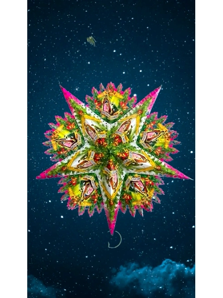 Multicolour Frill On Multicolour star on Thick Board_366CH