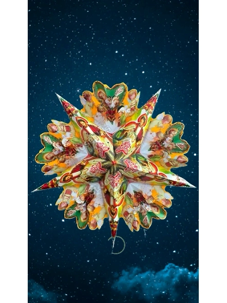 Multicolour Frill On Multicolour star on Thick Board_369CH-EL1050053