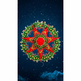 christmas wreath with multicolour star on thick board_1261ch