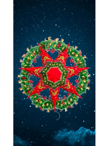 Christmas Wreath with Multicolour star on Thick Board_1261CH-EL1050054