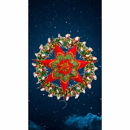 christmas wreath with multicolour star on thick board_1262ch