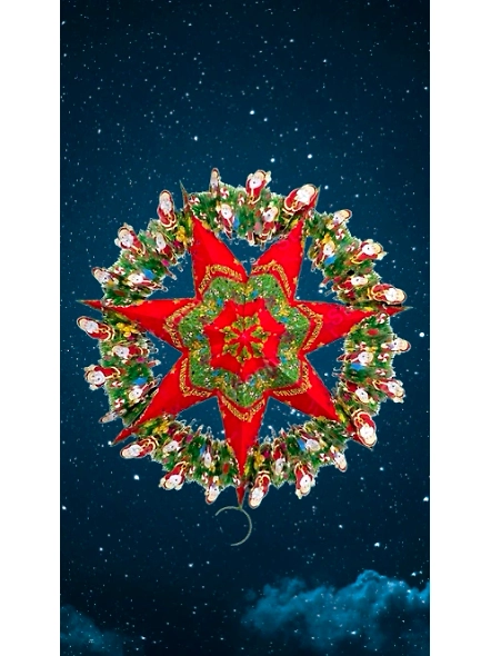 Christmas Wreath with Multicolour star on Thick Board_1262CH-EL1050055