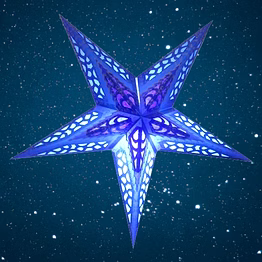 christmas star in mosaic - blue w/gold tendrils 2035-b