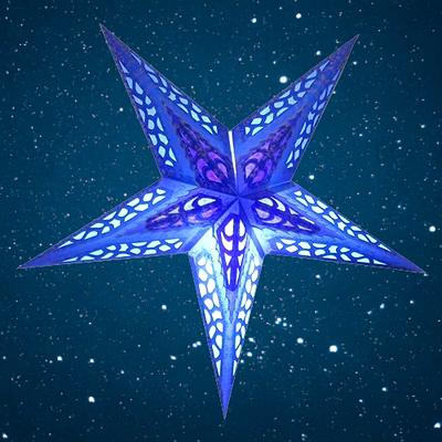 christmas star in mosaic - blue w/gold tendrils 2035-b