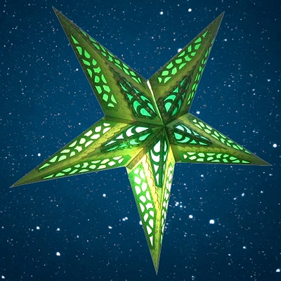 christmas star in mosaic - green w/gold tendrils 2035-g
