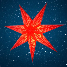christmas star in filigree -red 138- r