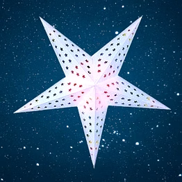 christmas star glossy white star cut inner rainbow 229