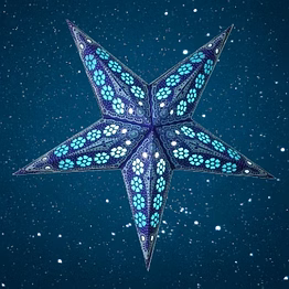 christmas star petal cut window - blue 233-4