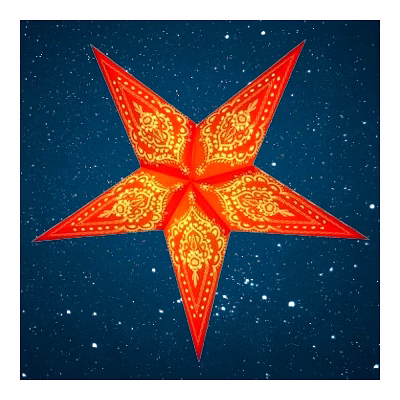christmas star red on yellow mehandi(screen printed) 23 r
