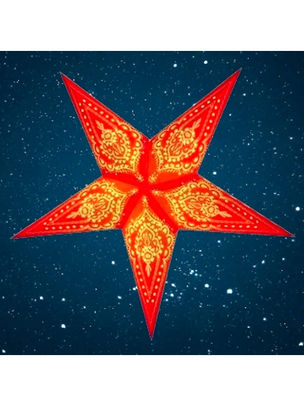 Christmas Star Red on Yellow Mehandi(Screen printed) 23 R-EL1050246