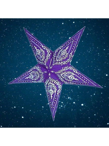 Christmas Star Blue on White Mehandi(Screen printed) 23 B-EL1050247