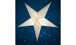 Christmas Star White & gold detailed embroideryon white handmade paper  EMB6