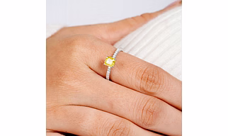 0.85 CT Fancy Cushion Cut Vivid Yellow Lab Grown Diamond Solitaire Engagement Ring, Wedding Solid Gold ring gift for Special Occasions
