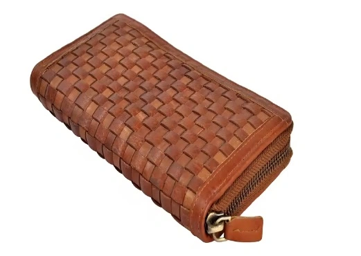 Genuine Leather Checker Women's Wallet-SAAMW42-12522684