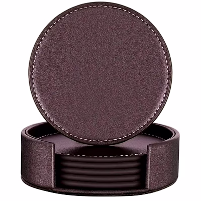 sin alma handcrafted elegant leather tea coaster - ltc001