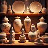 A beautifully hand-carved marble vase adorned with intricate patterns.