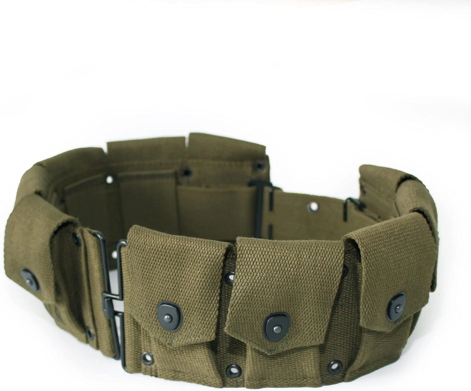 M1 Garand 10 Pocket OD Green Ammunition Belt Bandolier Canvas for U.S Army M1923 Cartridge WWII Springfield-12482268