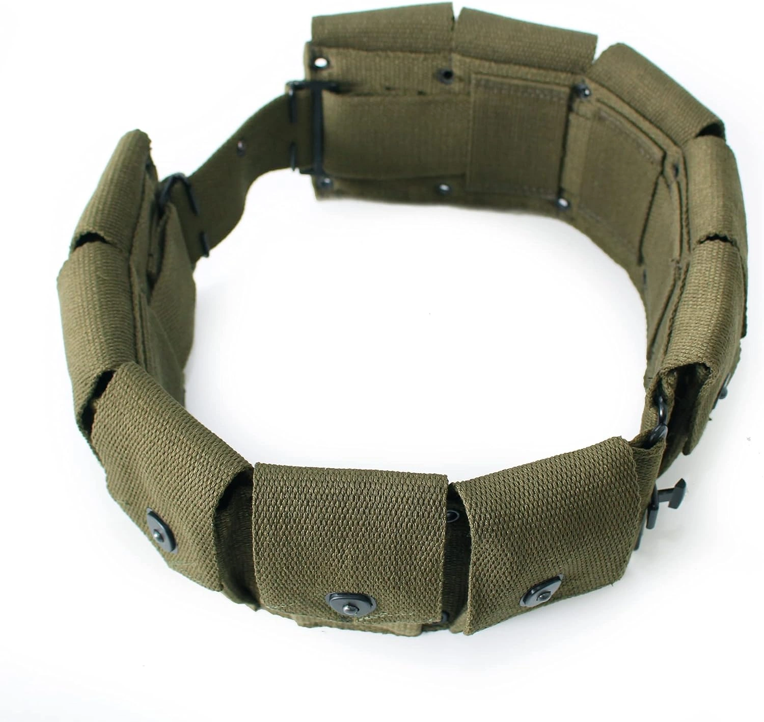 M1 Garand 10 Pocket OD Green Ammunition Belt Bandolier Canvas for U.S Army M1923 Cartridge WWII Springfield-2