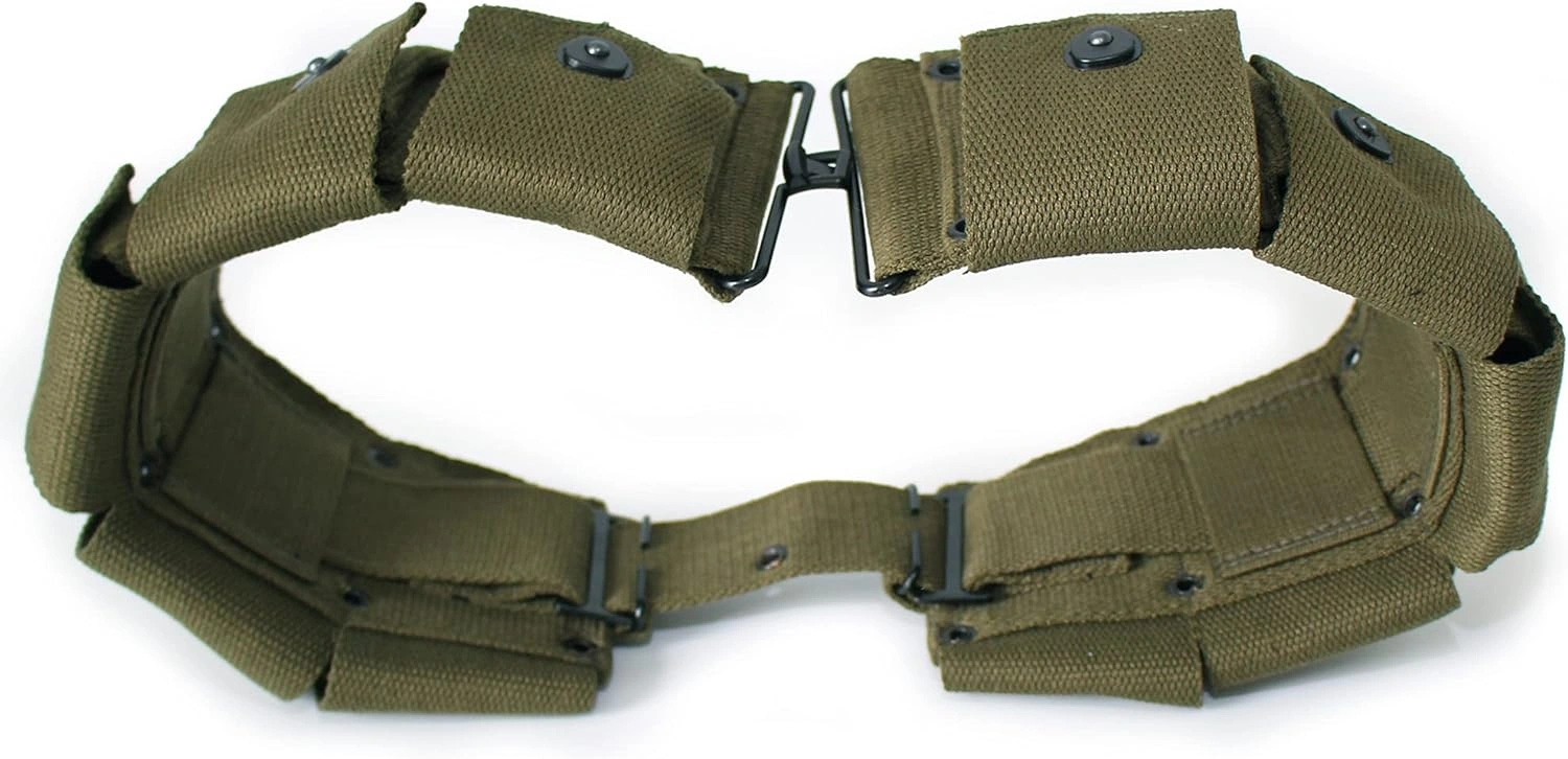 M1 Garand 10 Pocket OD Green Ammunition Belt Bandolier Canvas for U.S Army M1923 Cartridge WWII Springfield-4