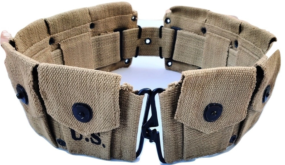 M1 Garand 10 Pocket Ammunition Belt Bandolier Canvas khaki for U.S Army M1923 Cartridge WWII Springfield-1