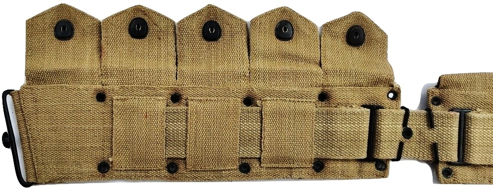 M1 Garand 10 Pocket Ammunition Belt Bandolier Canvas khaki for U.S Army M1923 Cartridge WWII Springfield-2