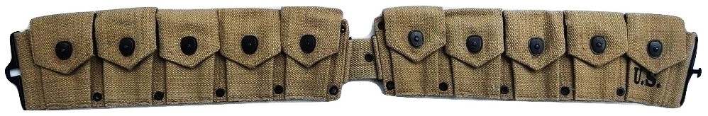 M1 Garand 10 Pocket Ammunition Belt Bandolier Canvas khaki for U.S Army M1923 Cartridge WWII Springfield-3