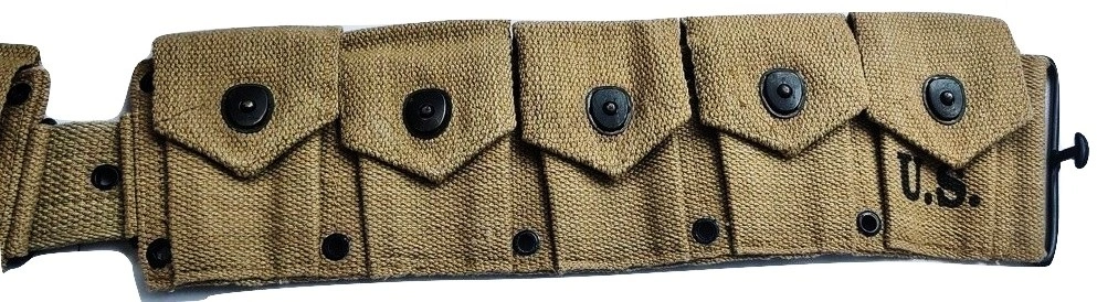 M1 Garand 10 Pocket Ammunition Belt Bandolier Canvas khaki for U.S Army M1923 Cartridge WWII Springfield-4