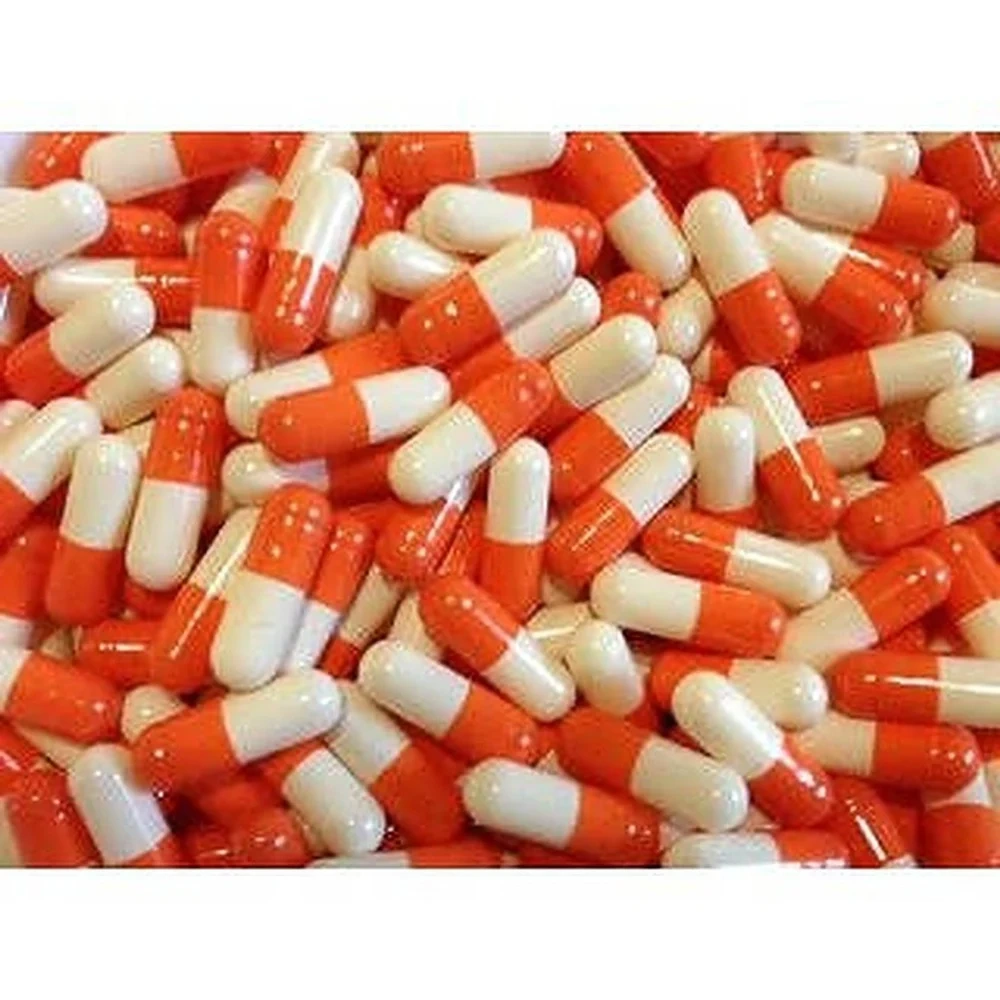 RED/WHITE EMPTY CAPSULES, Size 0-2