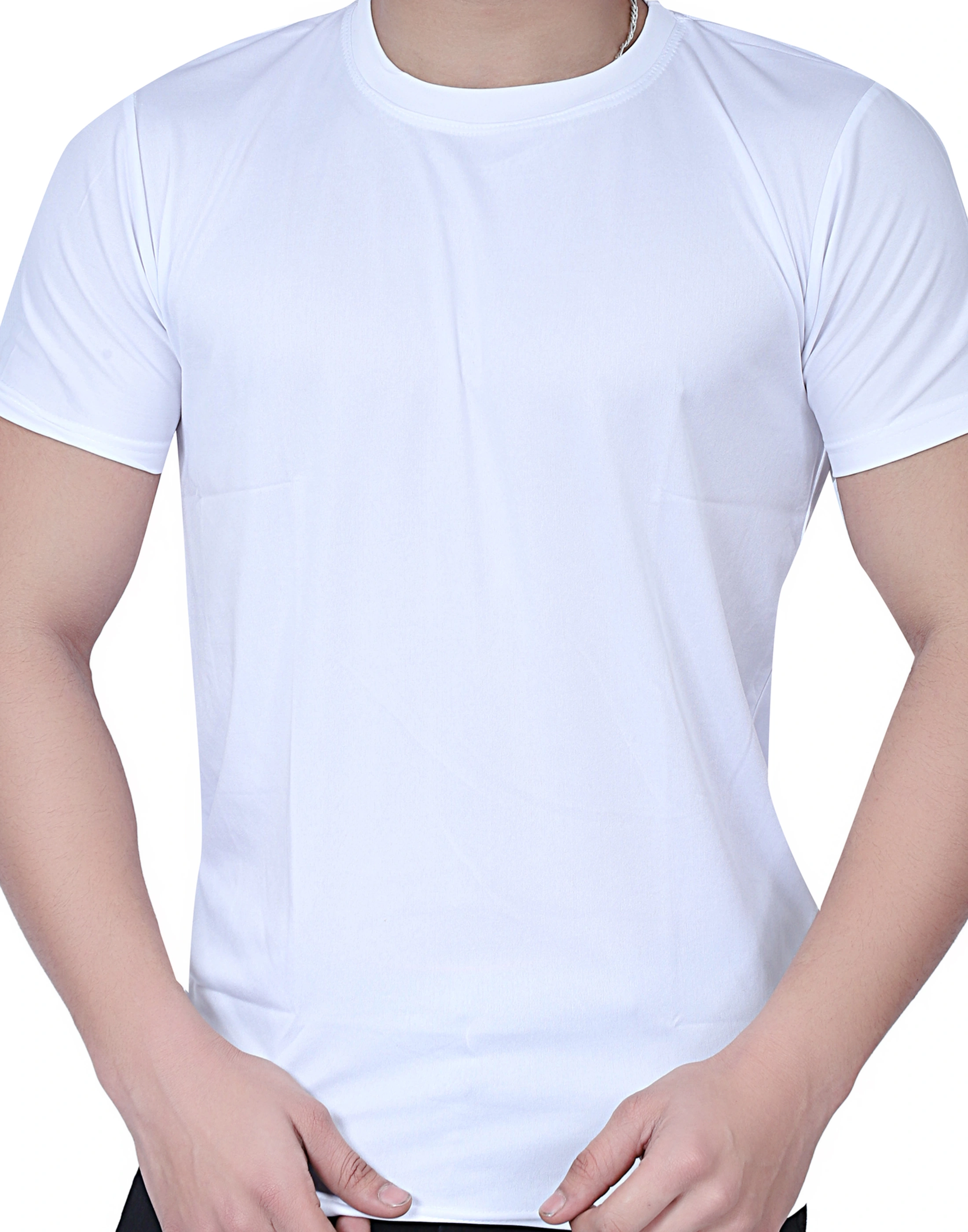 TSK Men's White Crew Neck T-Shirt (Classic &amp; Comfortable)-S-2