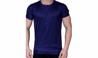 Men's Navy Blue Round Neck T-Shirt (Polyester, Half Sleeves)