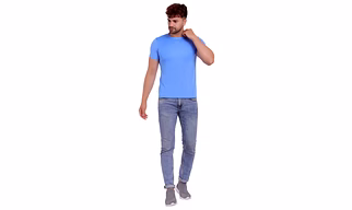 Men's Sky Blue Polyester Round Neck Half Sleeves T-Shirt