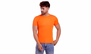 Men's Orange Knit Round Neck Half Sleeves T-Shirt