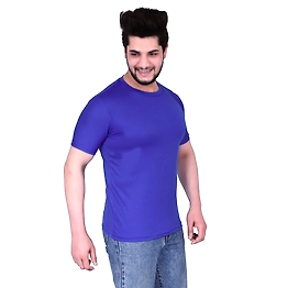TSK Men's Royal Blue Polyester Round Neck Half Sleeves T-Shirt