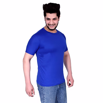 tsk men's royal blue polyester round neck half sleeves t-shirt