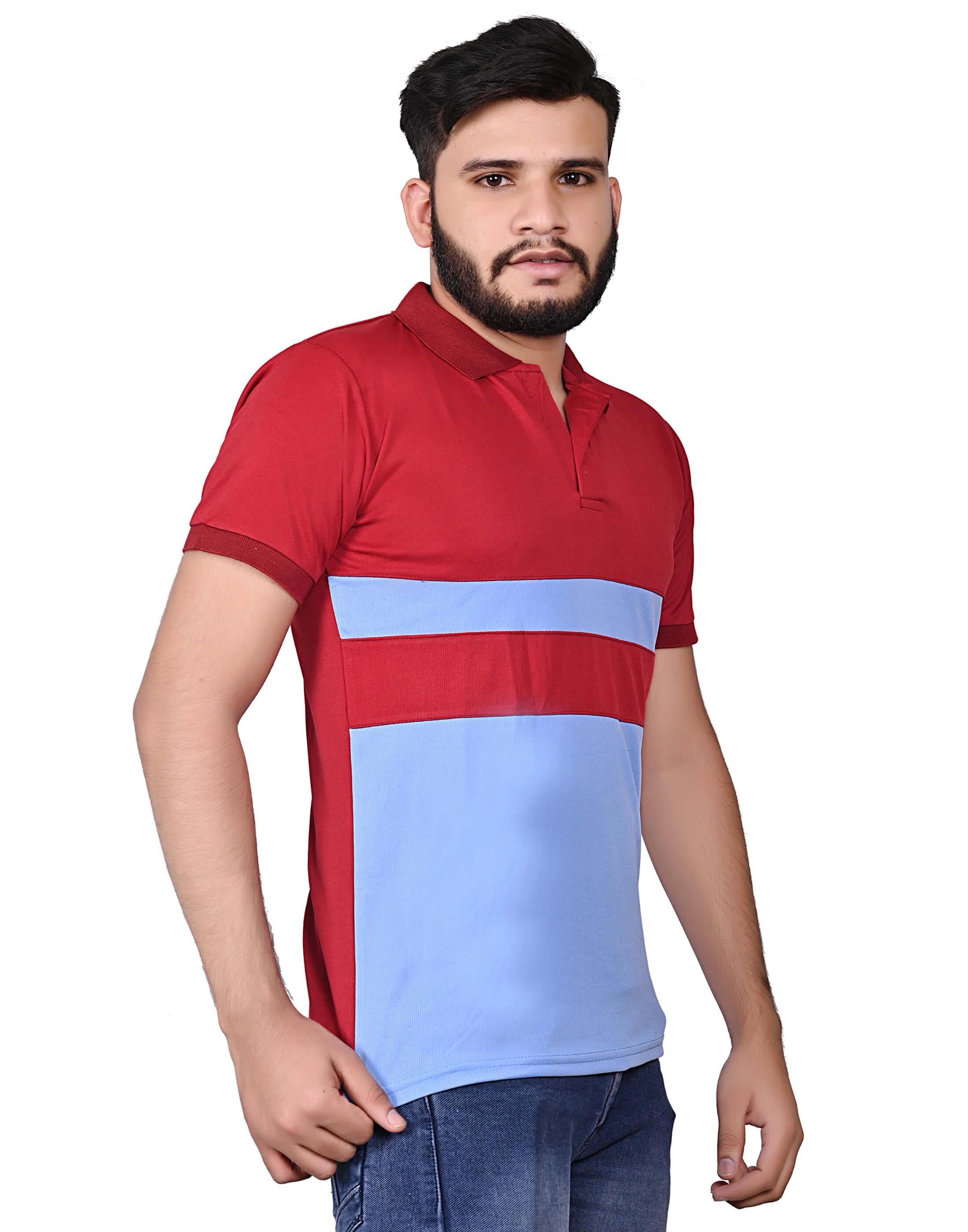 SkyBlue and Mahroon Polo T-shirt