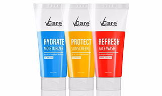 Vcare 3-In-1 Refresh Face Wash, Hydrate Moisturizer + SPF 30 Protect Sunscreen for Normal to Oily Skin Facial Kit