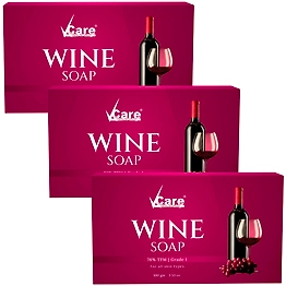 Vcare Red Wine Soap for All Skin Types - Redwine Bathing Bar Deep Cleansing, Exfoliating Combo Pack - 100g (Pack of 3)