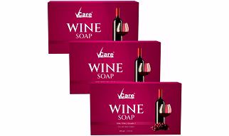 Vcare Red Wine Soap for All Skin Types - Redwine Bathing Bar Deep Cleansing, Exfoliating Combo Pack - 100g (Pack of 3)
