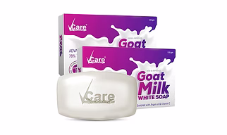 VCare Goat Milk White Soap, 125 gm, (Pack of 2), Enriched with Argan Oil & Vitamin C