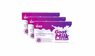 VCare Goat Milk Soap For Women & Men with Vitamin C Argan Oil for Deep Exfoliation and provides hydration | 75 gms (Pack of 3)